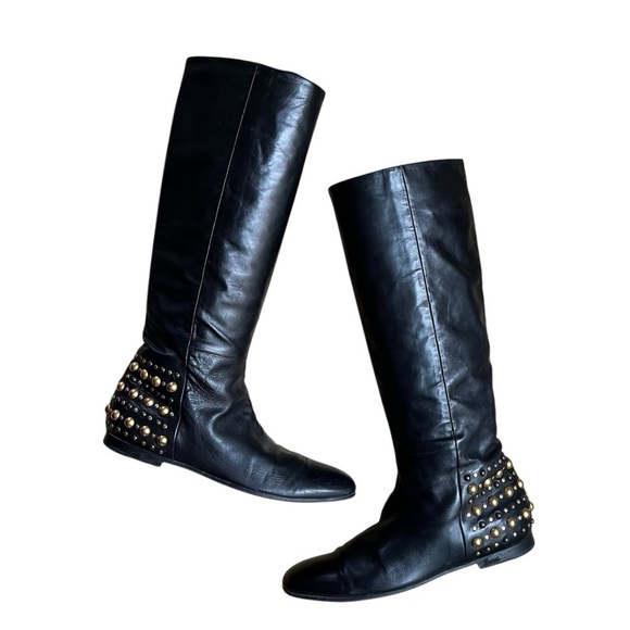 GUCCI Babouska Studded Knee High Tall Leather Boots - Picture 3 of 16